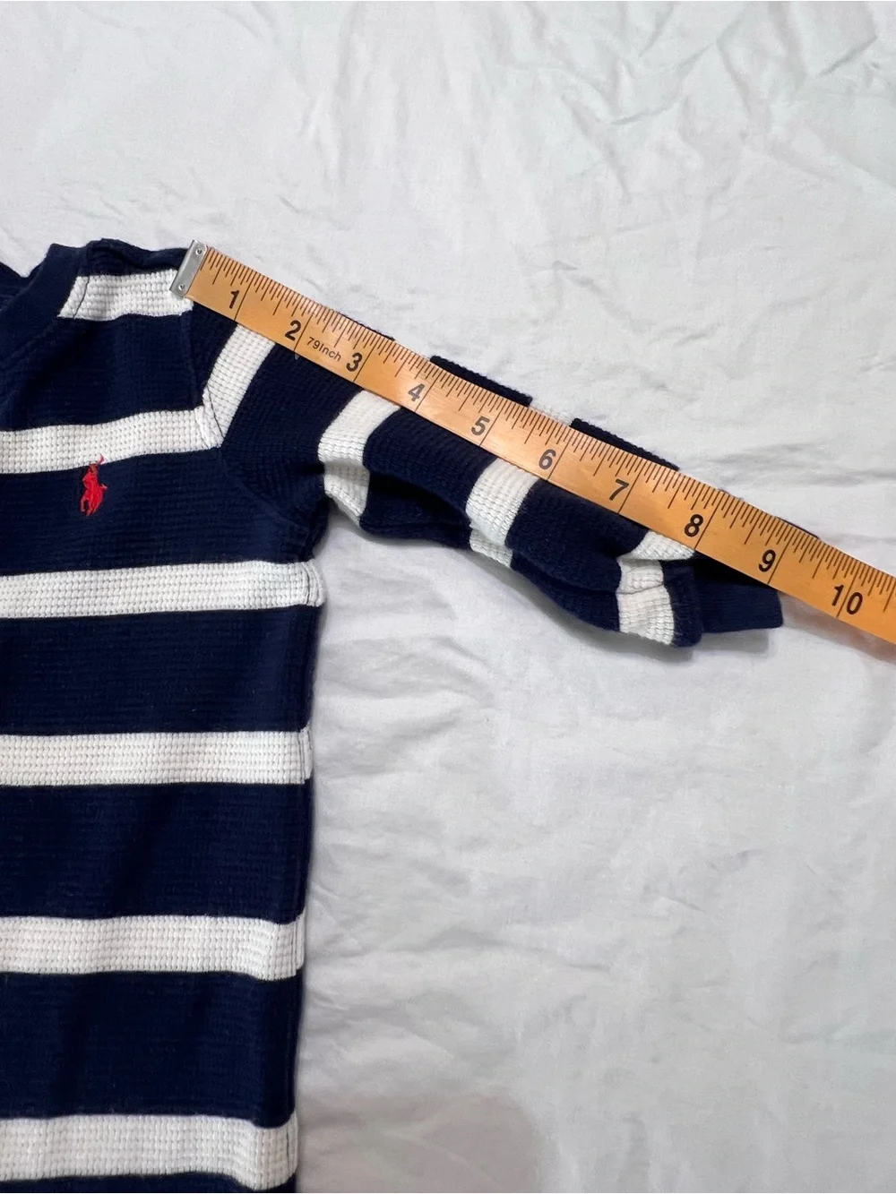 Polo by Ralph Lauren Navy & White Striped one-piece with Red Pony